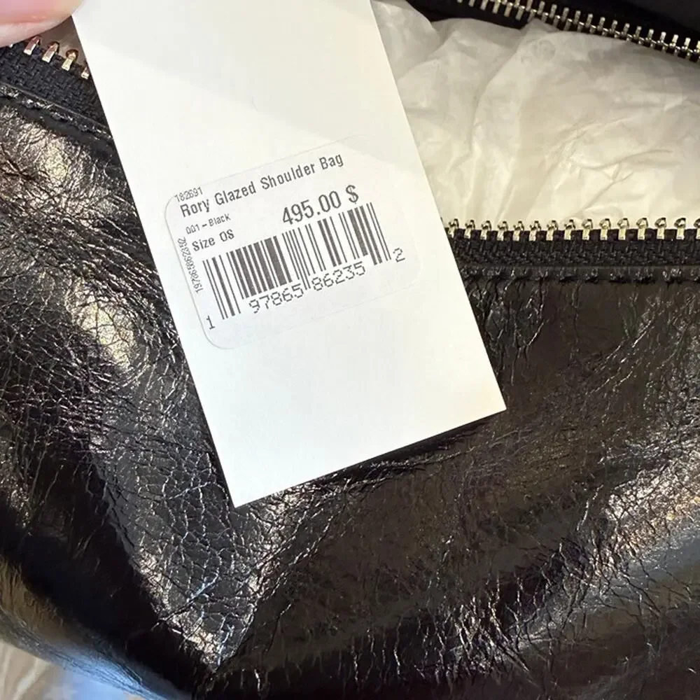 Tory Burch Rory Glazed Shoulder Bag 182691 $450 Black